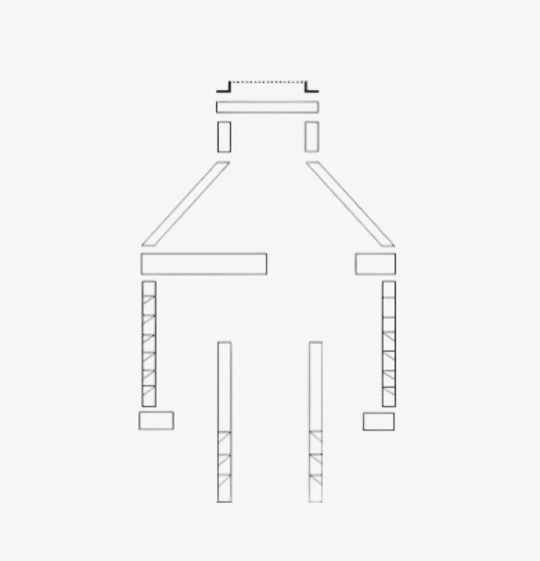 Minimalist line drawing of a house with a chimney.