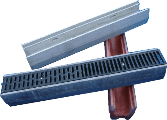 Concrete and metal trench drains