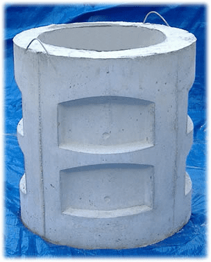 Concrete ring on blue tarp